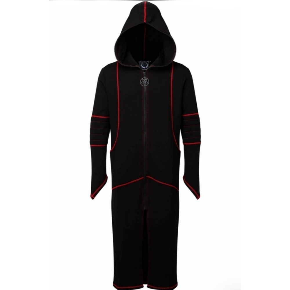 Killstar ✦ Darkside Longline Hooded Jacket ✦ Black Cotton Blend Zip Front Gothic